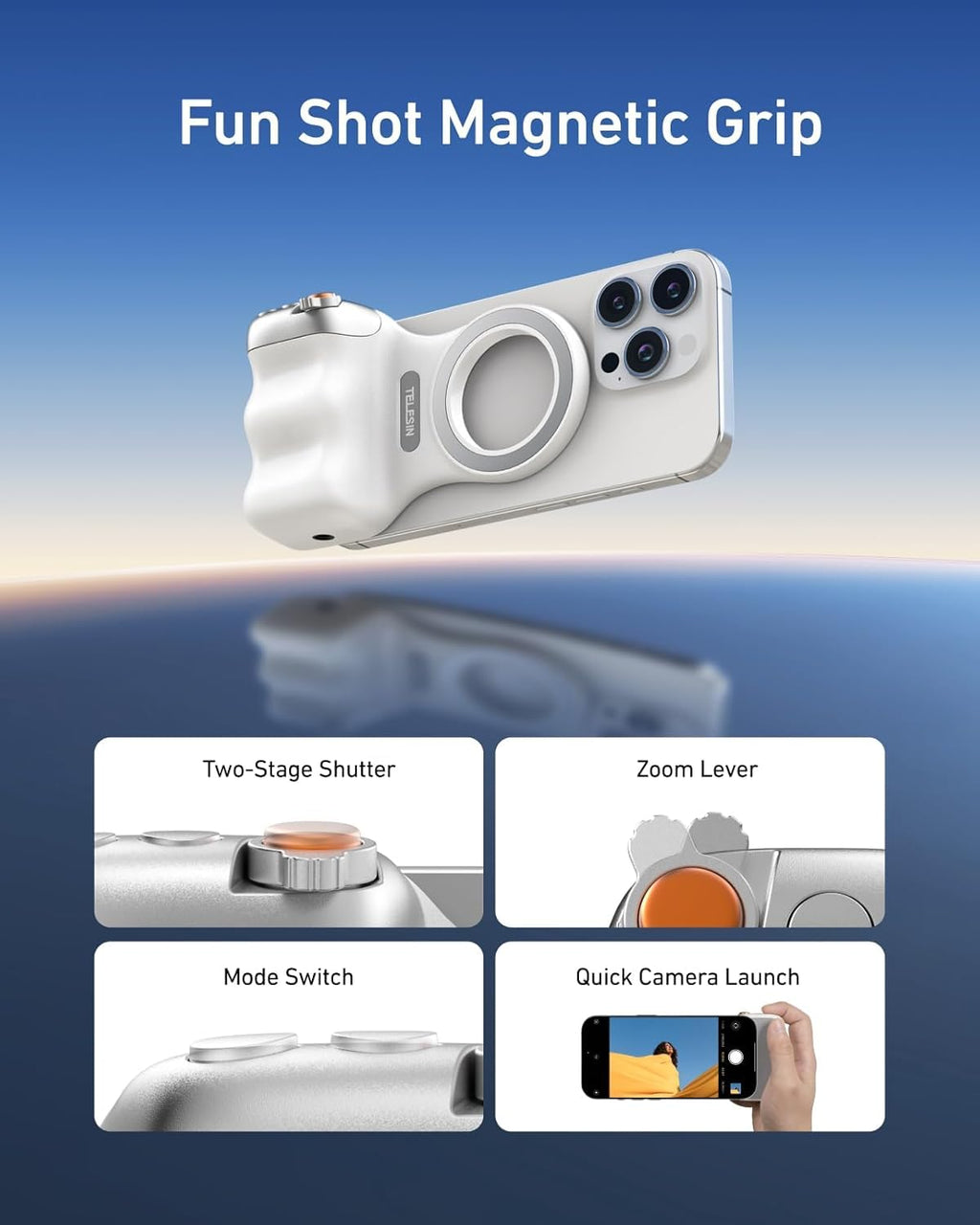 TELESIN Fun Shot MagSafe Phone grip + Fill light - Dutch|Thrift